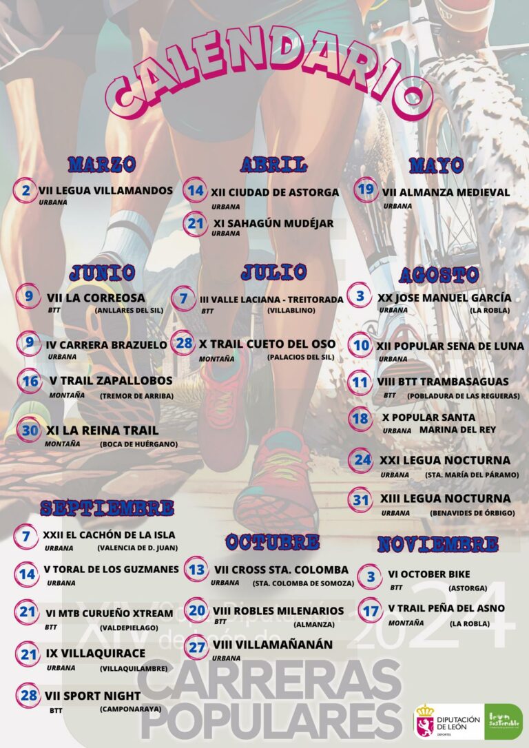 La XIV edición de la Copa Diputación de Carreras Populares 2024 contará con 14 carreras urbanas, cuatro de montaña y siete BTT